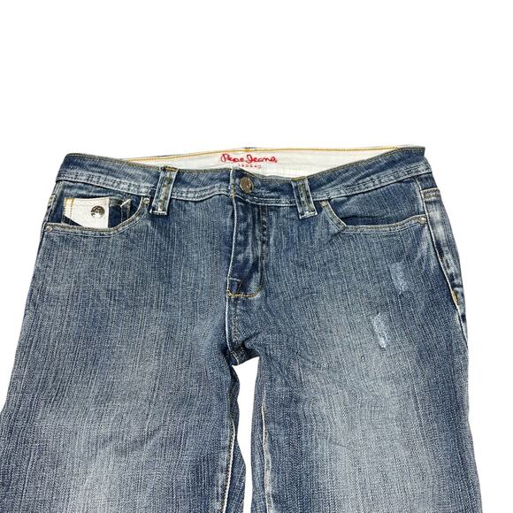 Pepe Jeans VTG Y2K Low Rise Cuffed Capri Jeans Bling Rhinestones Womens 30 - Picture 4 of 7